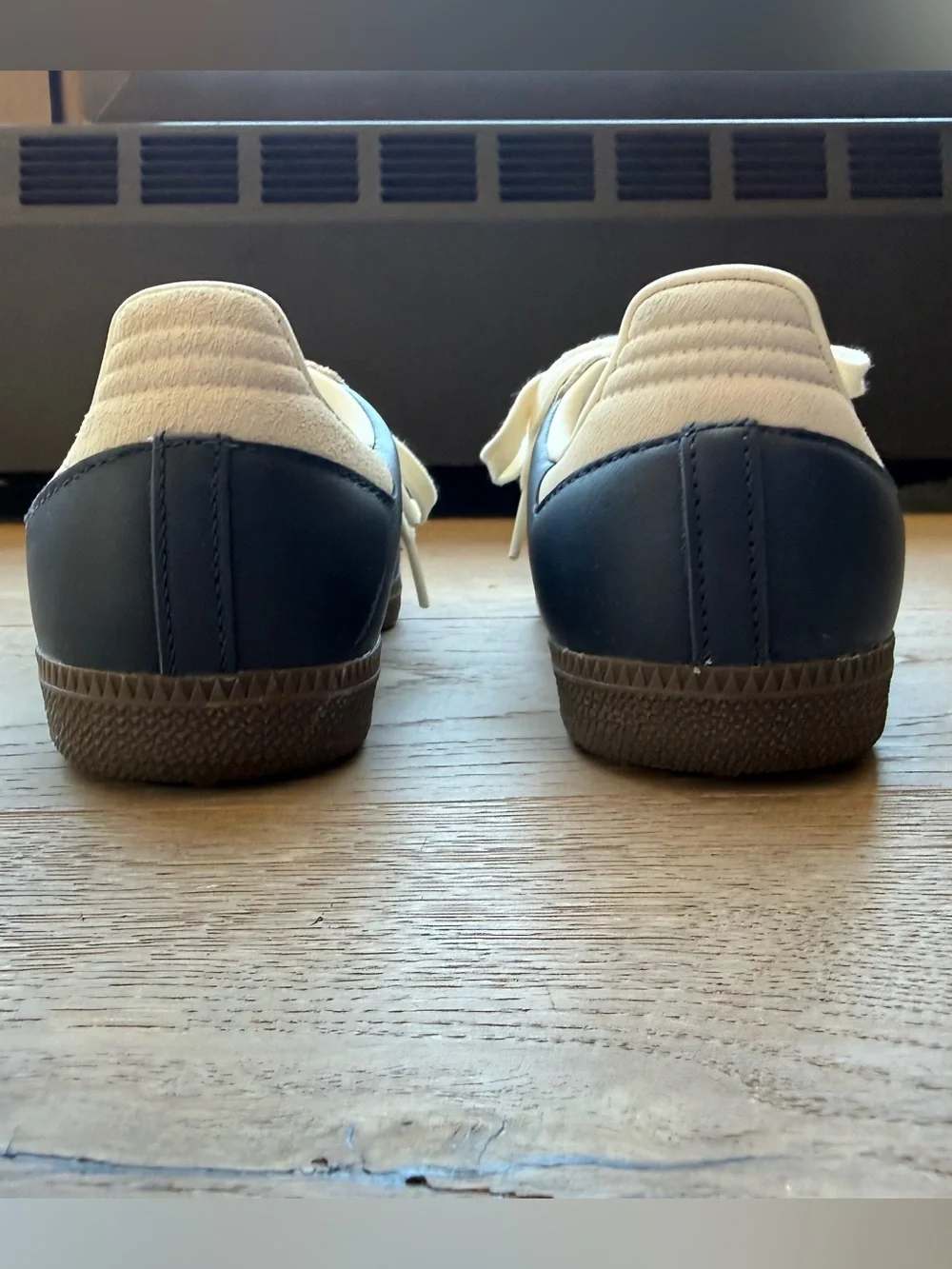adidas Samba Navy and White Leather Sneakers with Brown Gum Sole - Picture 4 of 6